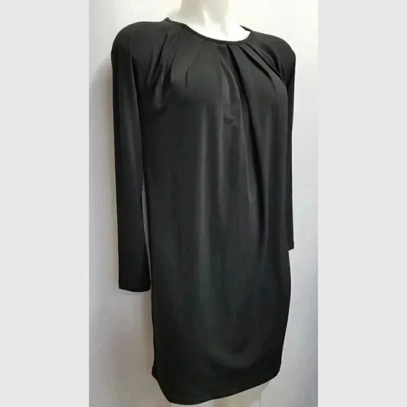 Context NWT Pleated Black Trapeze Shift Dress Oversized Petite Small - Picture 5 of 10